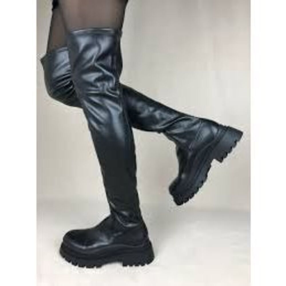 Zara over-the-knee lug sole boots Sz 37